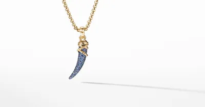 Tusk Amulet with Pavé Blue and Violet Sapphires and 18K Yellow Gold