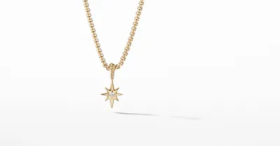 North Star Birthstone Amulet in 18K Yellow Gold with Center Diamond
