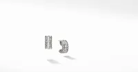 Cable Collectibles® Huggie Hoop Earrings in Sterling Silver with Pavé Diamonds