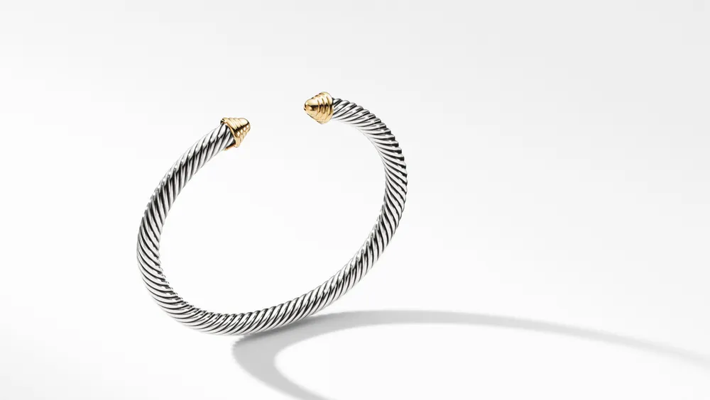 Cable Classics Bracelet Sterling Silver with 14K Yellow Gold Domes