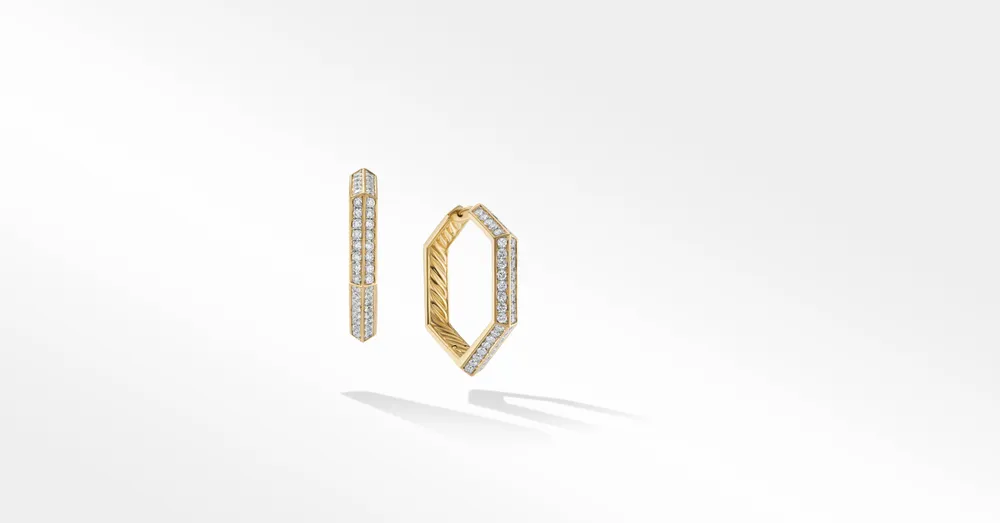 Carlyle Hoop Earrings in 18K Yellow Gold with Pavé Diamonds