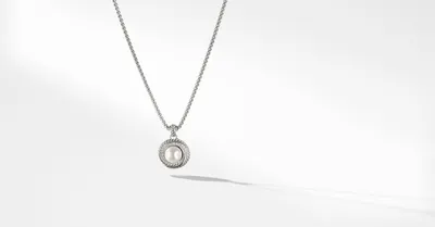 Crossover Pearl Pendant Necklace in Sterling Silver with Pavé Diamonds