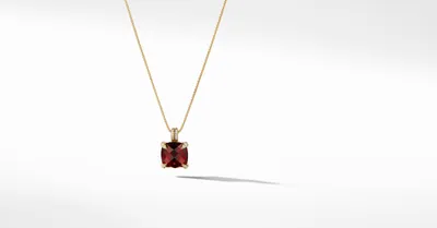 Chatelaine® Pendant Necklace in 18K Yellow Gold with Garnet and Pavé Diamonds