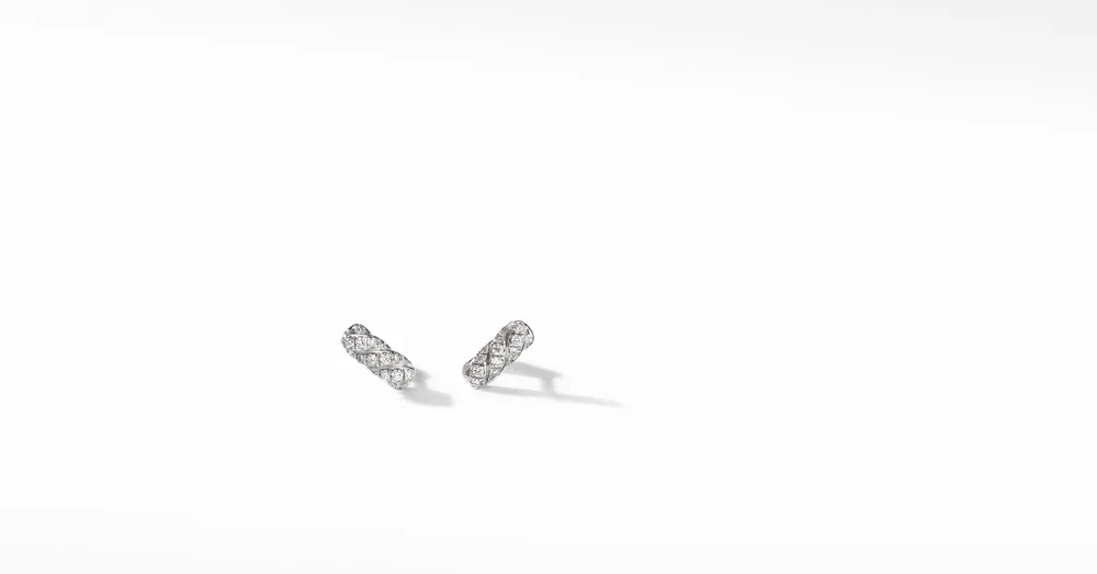 Cable Collectibles® Bar Stud Earrings in 18K Gold with Pavé Diamonds