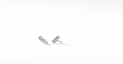 Cable Collectibles® Bar Stud Earrings in 18K Gold with Pavé Diamonds