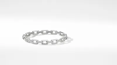 Stax Link Bracelet Sterling Silver with Pavé Diamonds