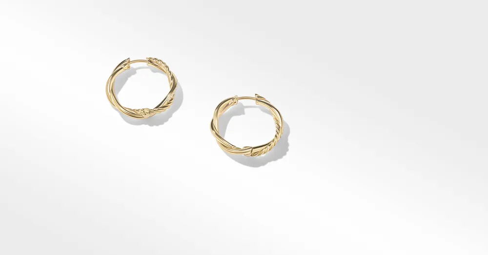 Petite Infinity Hoop Earrings in 18K Yellow Gold with Pavé Diamonds