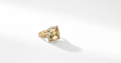 Chatelaine® Pavé Bezel Ring 18K Yellow Gold with Champagne Citrine and Diamonds