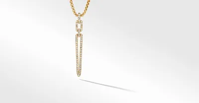 Stax Elongated Pendant in 18K Yellow Gold with Full Pavé Diamonds