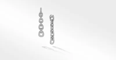 Pavé Chain Drop Earrings in White Gold with Diamonds