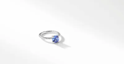 Chatelaine® Ring 18K White Gold with Tanzanite and Pavé Diamonds