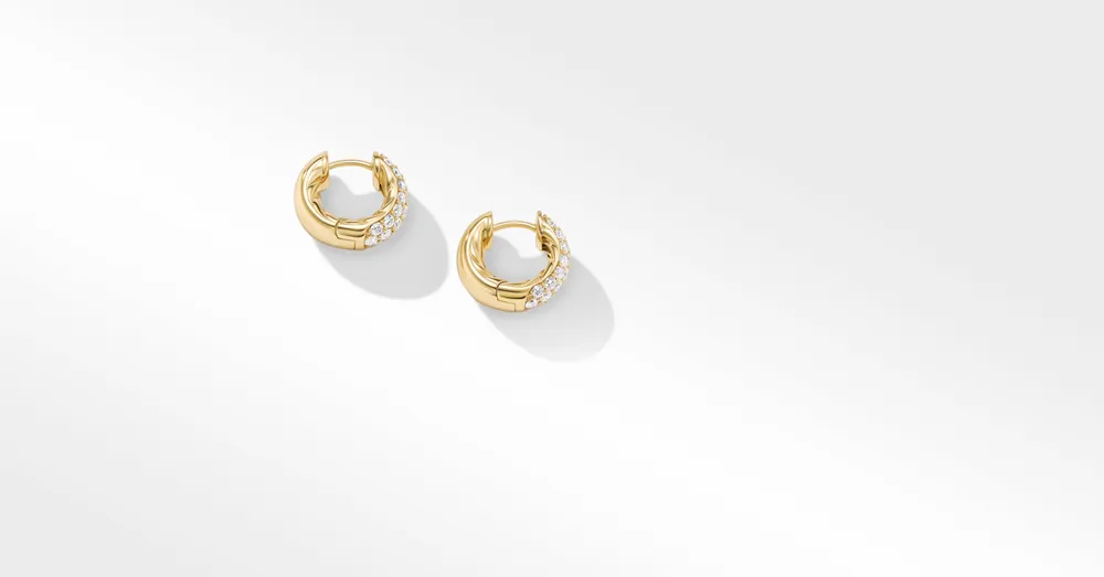 DY Mercer™ Micro Hoop Earrings in 18K Yellow Gold with Pavé Diamonds