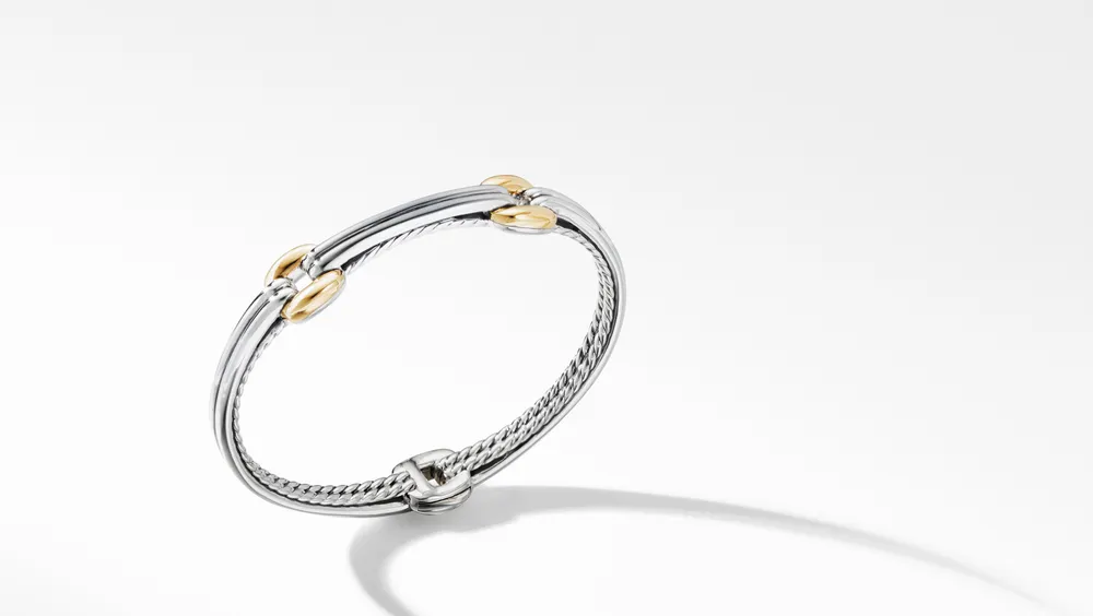 Thoroughbred Double Link Bracelet Sterling Silver with 18K Yellow Gold