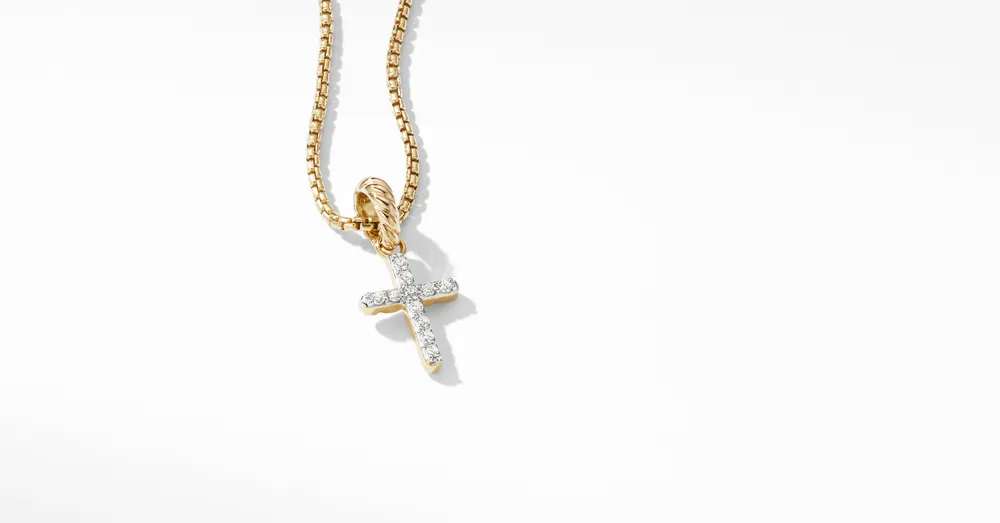 Cable Collectibles® Cross Amulet in 18K Yellow Gold with Pavé Diamonds