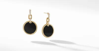 DY Elements® Convertible Drop Earrings in 18K Yellow Gold with Black Onyx and Pavé Diamonds