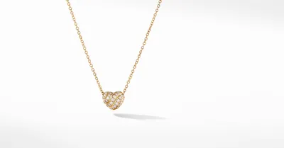 Cable Collectibles® Heart Pendant Necklace in 18K Yellow Gold with Pavé Diamonds