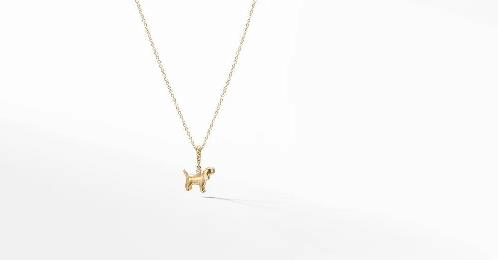 Cable Collectibles® Kids Dog Necklace in 18K Yellow Gold with Diamond