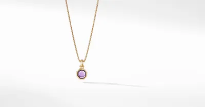 Octagon Cut Amulet in 18K Yellow Gold with Amethyst