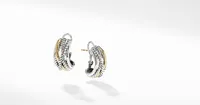 Crossover Shrimp Earrings in Sterling Silver with 14K Yellow Gold