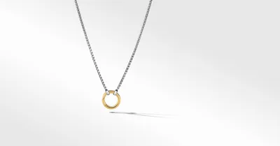 Smooth Amulet Vehicle Box Chain Necklace in Sterling Silver with 18K Yellow Gold