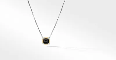 Petite Chatelaine® Pendant Necklace in Sterling Silver with Black Onyx, 18K Yellow Gold and Pavé Diamonds