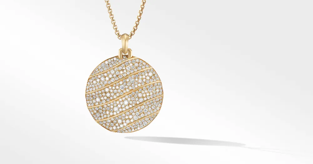 Cable Edge® Pendant in 18K Yellow Gold with Full Pavé Diamonds