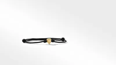 St. Michael Black Cord Bracelet with 18K Yellow Gold