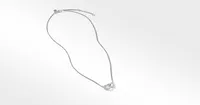 Cable Collectibles® Double Heart Necklace in Sterling Silver with Pavé Diamonds