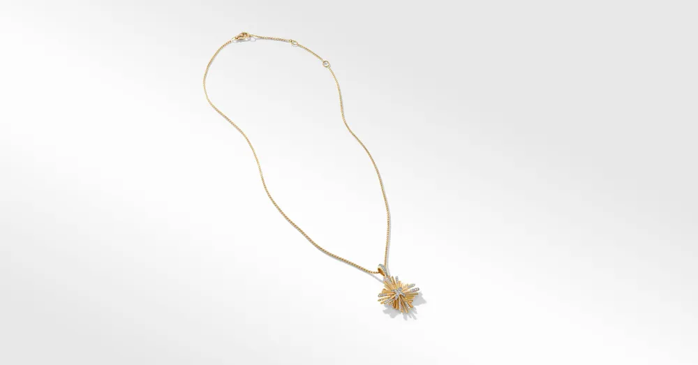 Angelika™ Four Point Pendant Necklace in 18K Yellow Gold with Pavé Diamonds