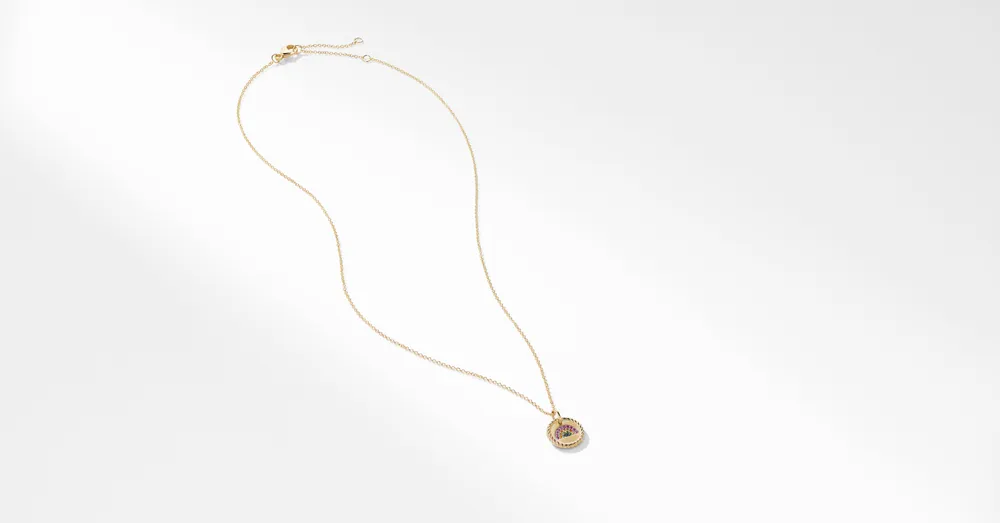 Cable Collectibles® Rainbow Necklace in 18K Yellow Gold with Pavé Sapphires and Tsavorites