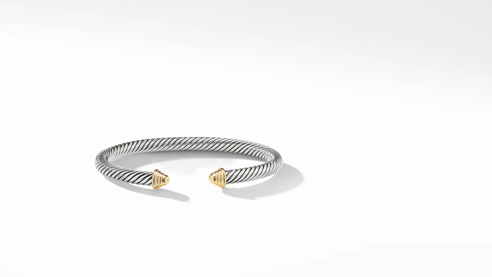 Cable Classics Bracelet Sterling Silver with 14K Yellow Gold Domes