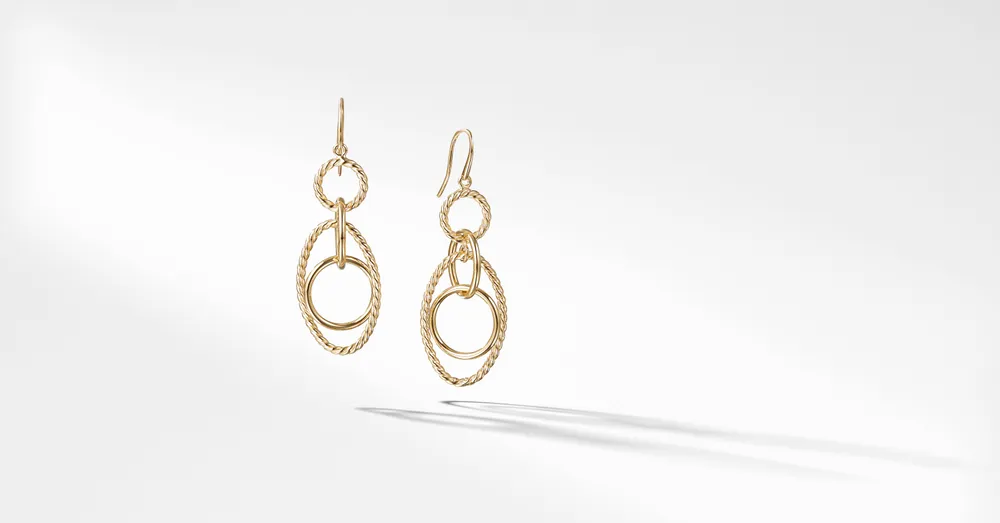 Mobile Chain Link Drop Earrings in 18K Yellow Gold