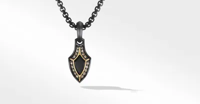 Armory® Gothic Amulet in Black Titanium with 18K Yellow Gold, Black Onyx and Pavé Cognac Diamonds