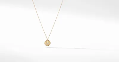 A Initial Charm Necklace in 18K Gold with Pavé Diamonds