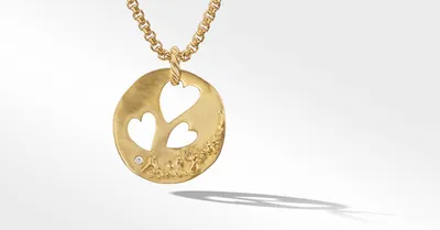 DY Elements® Open Hearts Pendant in 18K Yellow Gold with Diamond