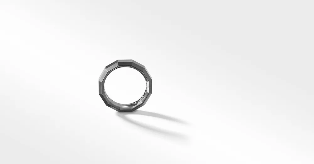 Faceted Band Ring Grey Titanium