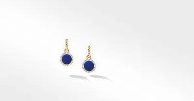Petite DY Elements® Drop Earrings in 18K Yellow Gold with Lapis and Pavé Diamonds