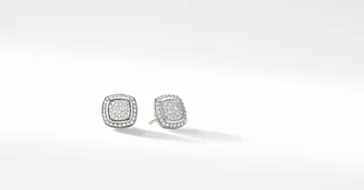 Albion® Stud Earrings in Sterling Silver with Pavé Diamonds