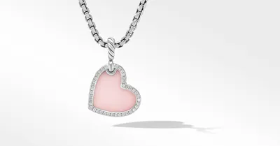 DY Elements® Heart Amulet in Sterling Silver with Pink Opal and Pavé Diamonds