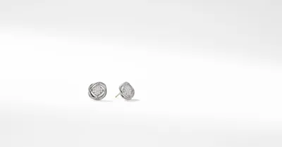Crossover Infinity Stud Earring in Sterling Silver with Pavé Diamonds