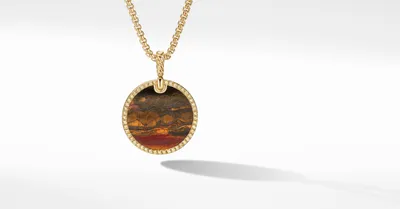 Limited DY Elements® Disc Pendant in 18K Yellow Gold with Marra Momba Tiger's Eye and Pavé Yellow Sapphires