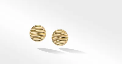 Sculpted Cable Stud Earrings in 18K Yellow Gold