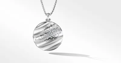 Cable Edge® Pendant in Recycled Sterling Silver with Pavé Diamonds