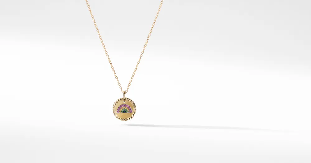 Cable Collectibles® Rainbow Necklace in 18K Yellow Gold with Pavé Sapphires and Tsavorites