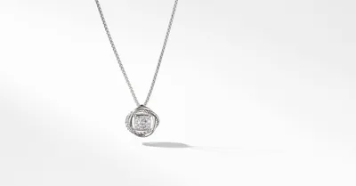 Infinity Pendant Necklace in Sterling Silver with Pavé Diamonds