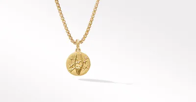 Capricorn Amulet in 18K Yellow Gold with Diamonds