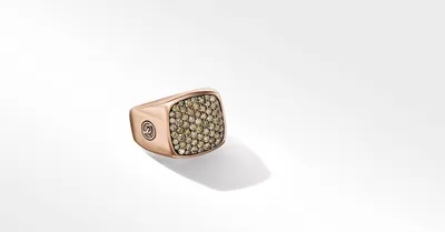 Streamline® Signet Ring 18K Rose Gold with Pavé Cognac Diamonds