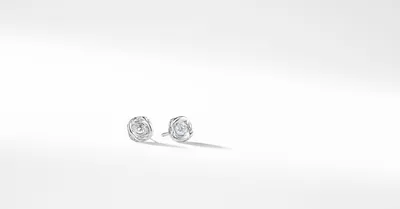 Crossover Infinity Stud Earrings in 18K White Gold with Diamonds