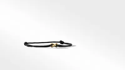 Infinity Link Black Cord Bracelet with 18K Yellow Gold