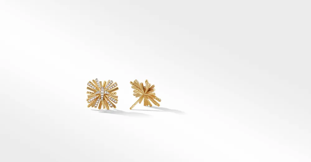 Angelika™ Four Point Stud Earrings in 18K Yellow Gold with Pavé Diamonds